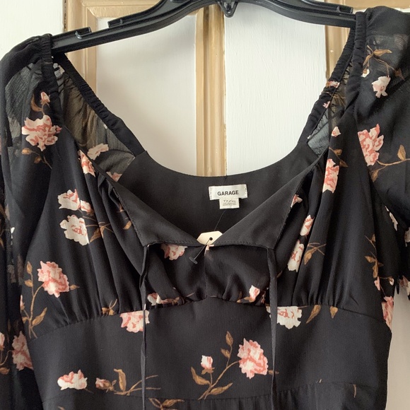 Garage Tiered Chiffon Dress - Jet Black Floral - TP/XS - Picture 2 of 7